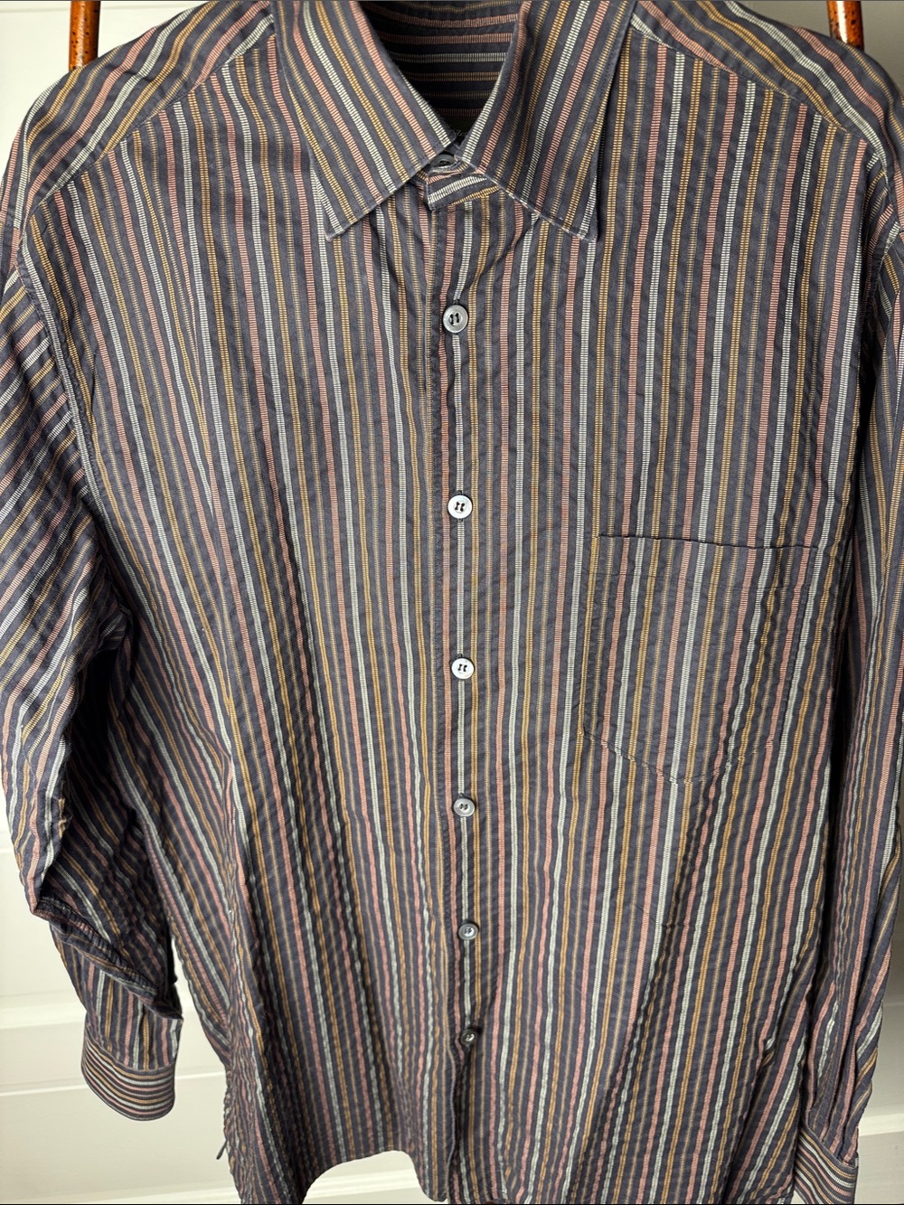Ermenegildo Zegna Vintage Striped Cotton Shirt Men’s L Multicolor